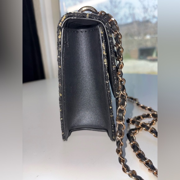 Badgley Mischka Black Tweed Chain Crossbody Bag NWT - Picture 4 of 7